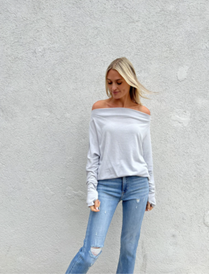 Willow Off The Shoulder Top -Cloud — Yellow BoutiqueNew ArrivalsWillow Off  The Shoulder Top -Cloud
